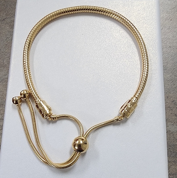 Pandora Snake Chain Slider Bracelet 14k gold plating - Picture 3 of 8